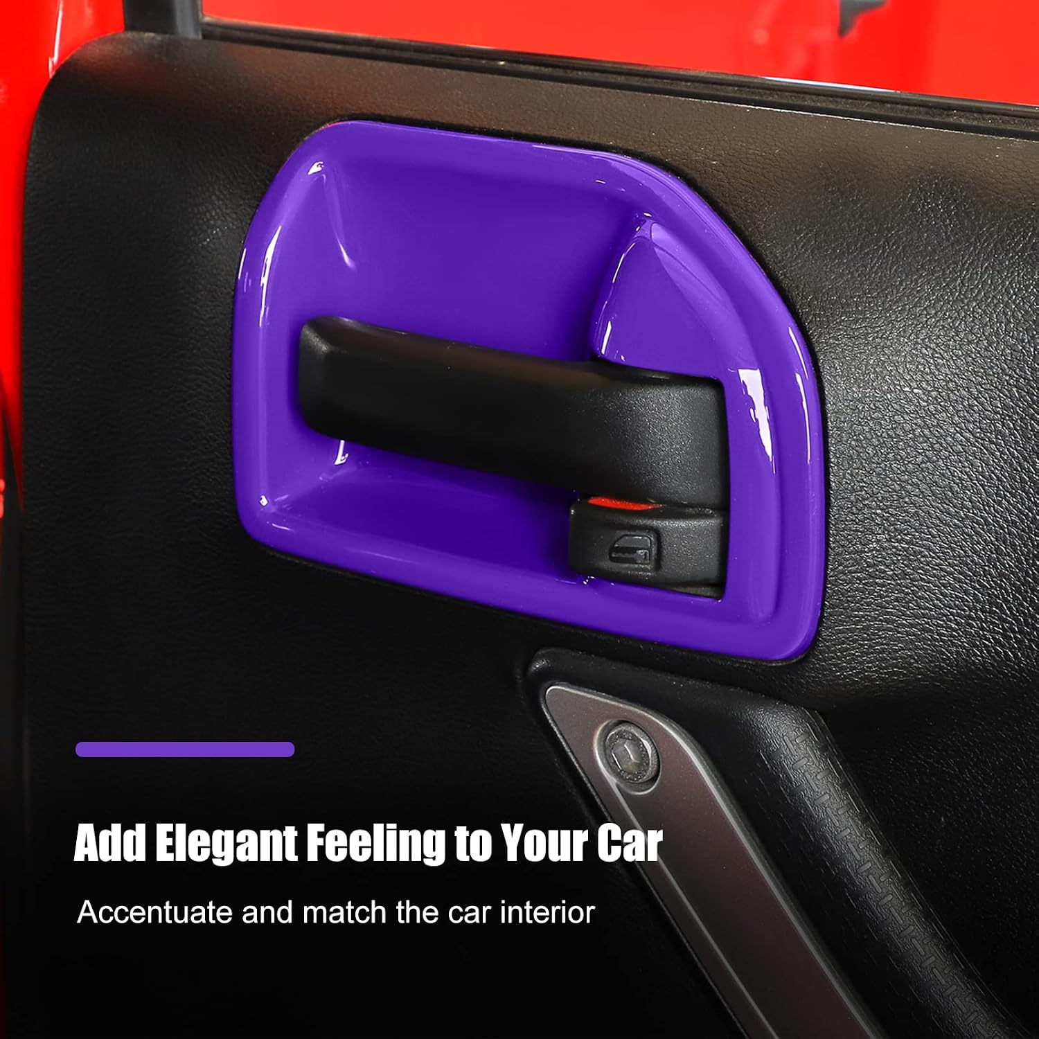 RT-TCZ Inner Door Handle Bowl Cover Trim Frame ABS Decor Interior Accessories for Jeep Wrangler JK JKU 2011-2018 4 Door Sport X Sahara Rubicon Purple