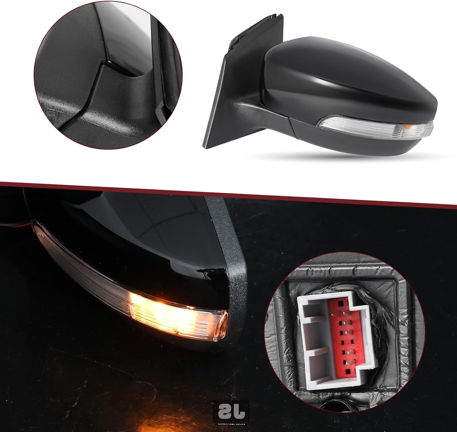 JSBOYAT Left Driver Side Mirror fit for 2015-2018 Ford Focus Power Heated With Signal Light Blind Spot Electric Adjustment and Manual Folding No Memory(6Pins)