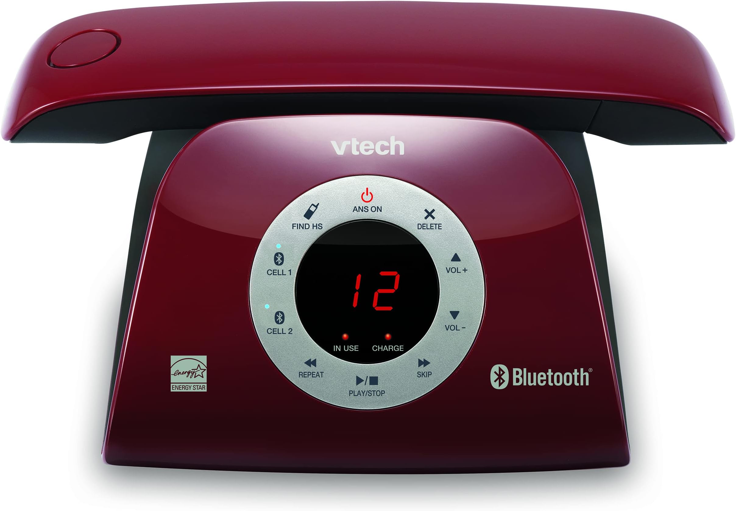 VS122-16 Retro-Design Cordless Phone: Bluetooth Connect to Cell, Call Blocker, Answering System, Full-Duplex Speakerphone