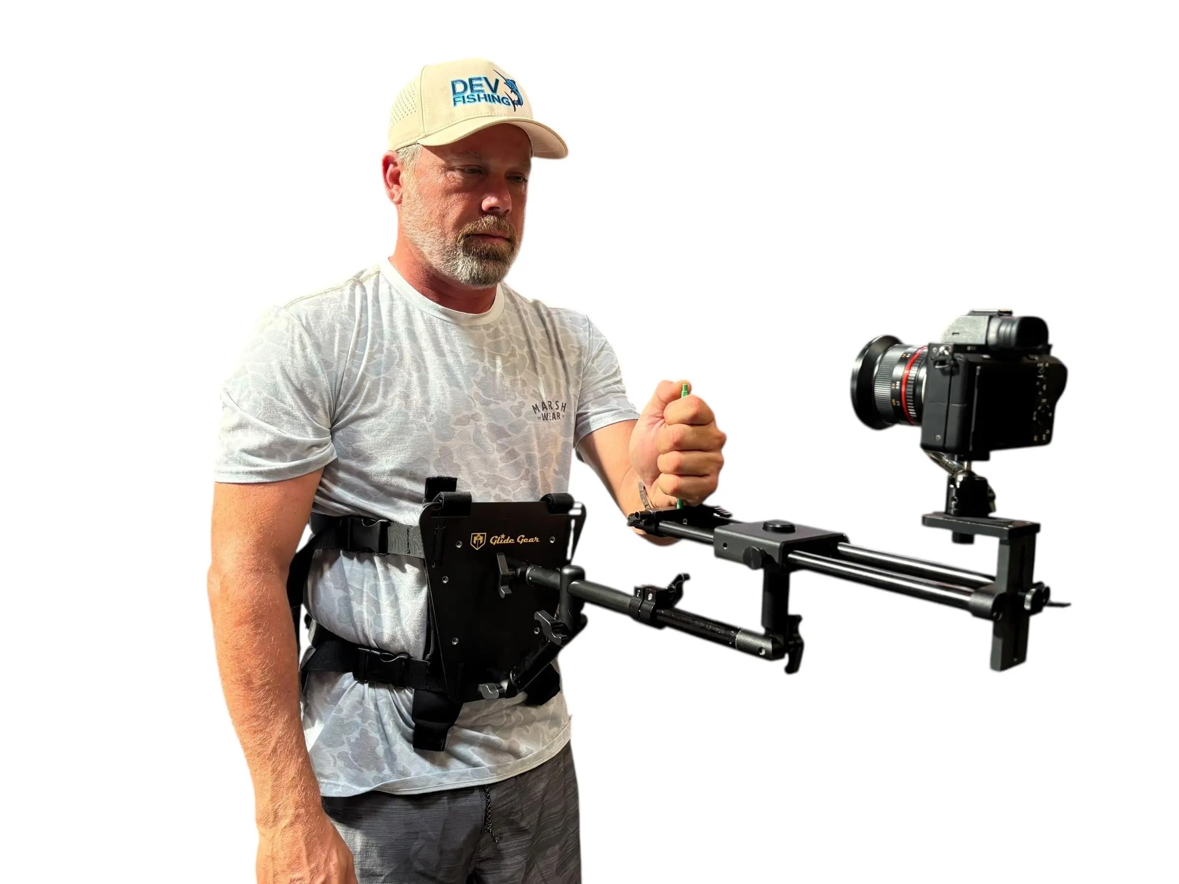 Glide Gear SNC 500 360° Rotating Snorricam Camera Rig for POV Filmmaking – Body-Mounted Stabilizer for DSLR/Mirrorless Cameras – Adjustable Fit, Modular Mounting, Action Scene & Music Video Shots