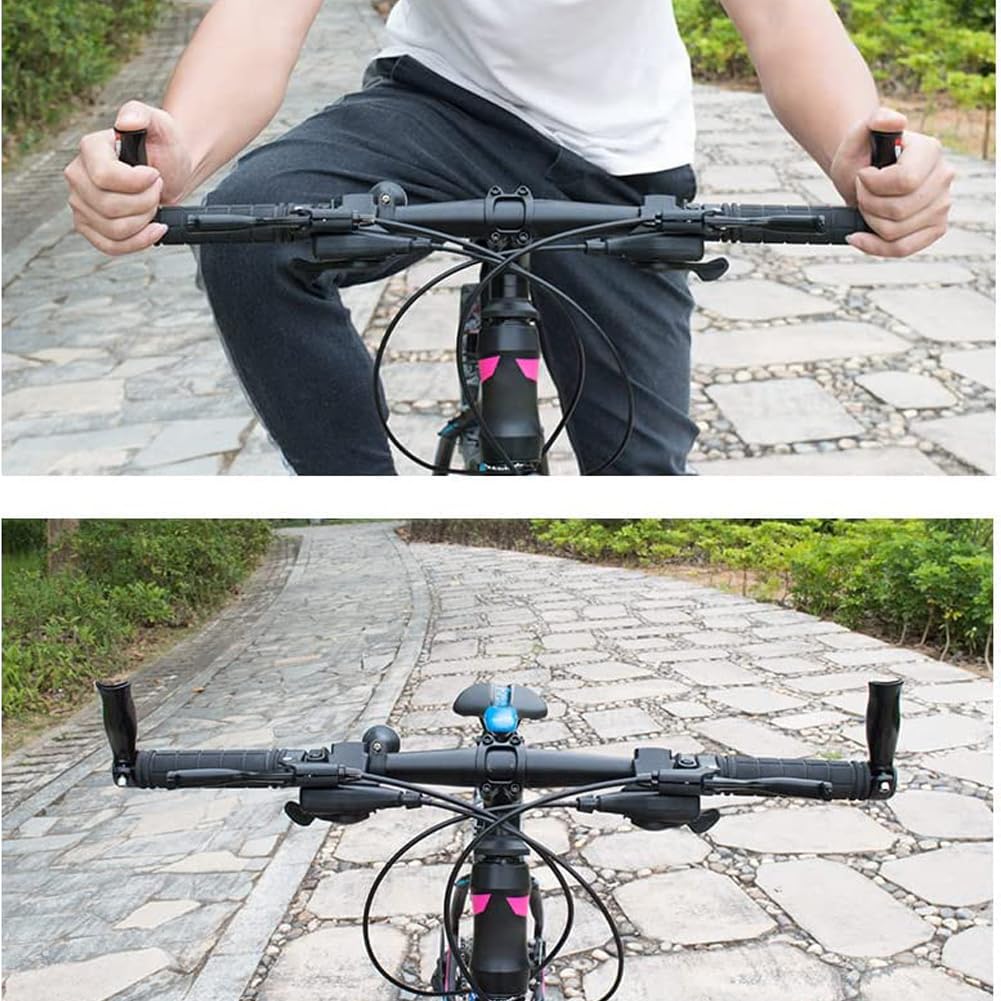 CYSKY 1 Par Extremos de Manillar de Bicicleta 22,2 mm de aleación de Aluminio con 2 topes de Extremo de Barra para Bicicleta de Montaña de Carretera