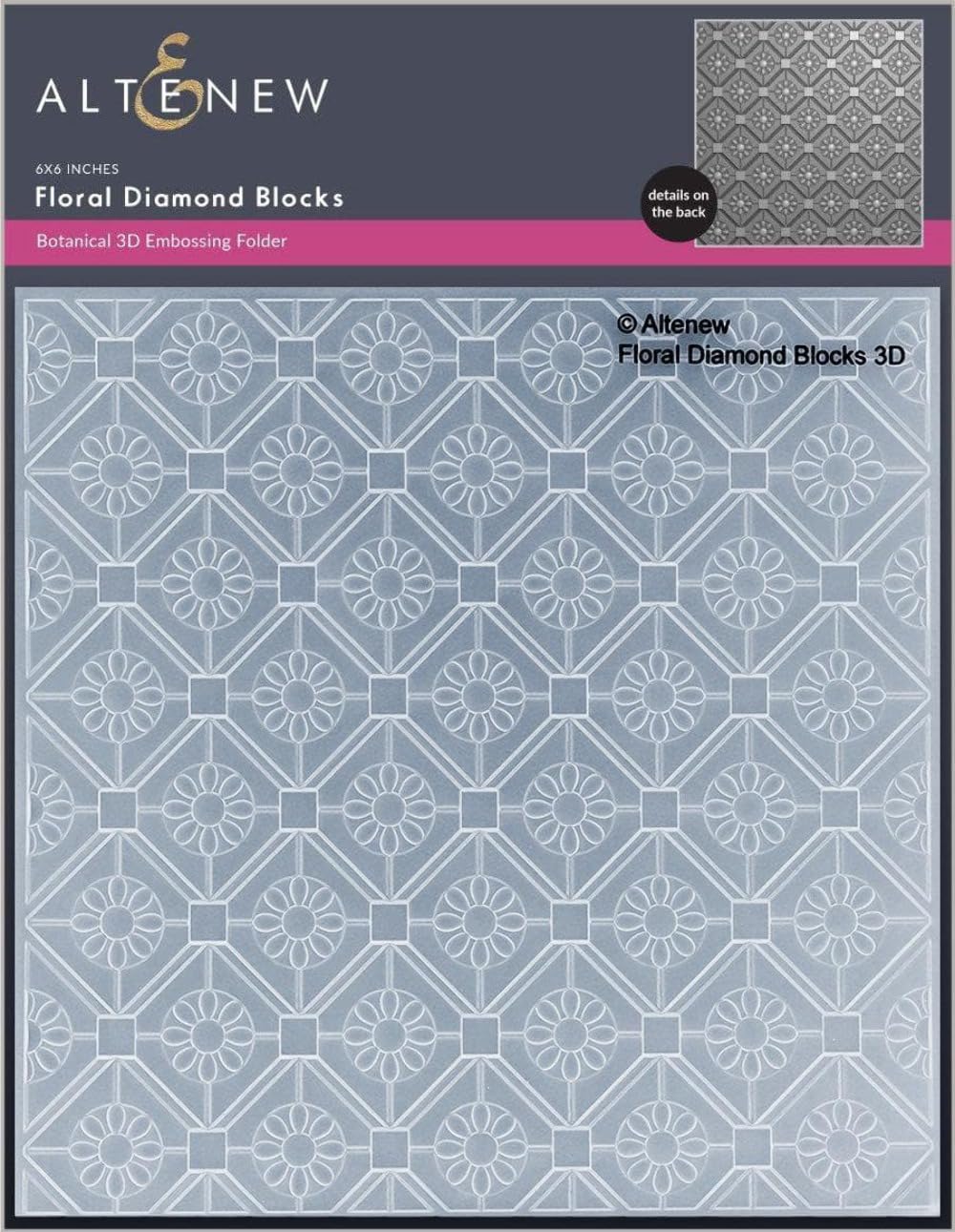 Altenew Floral Diamond Blocks 3D Embossing Folder, Easy to Use Embossing Folders for Paper Crafting, Three-Dimensional Projects, Embossing Folders for Cardmaking, Scrapbooking, and Journaling