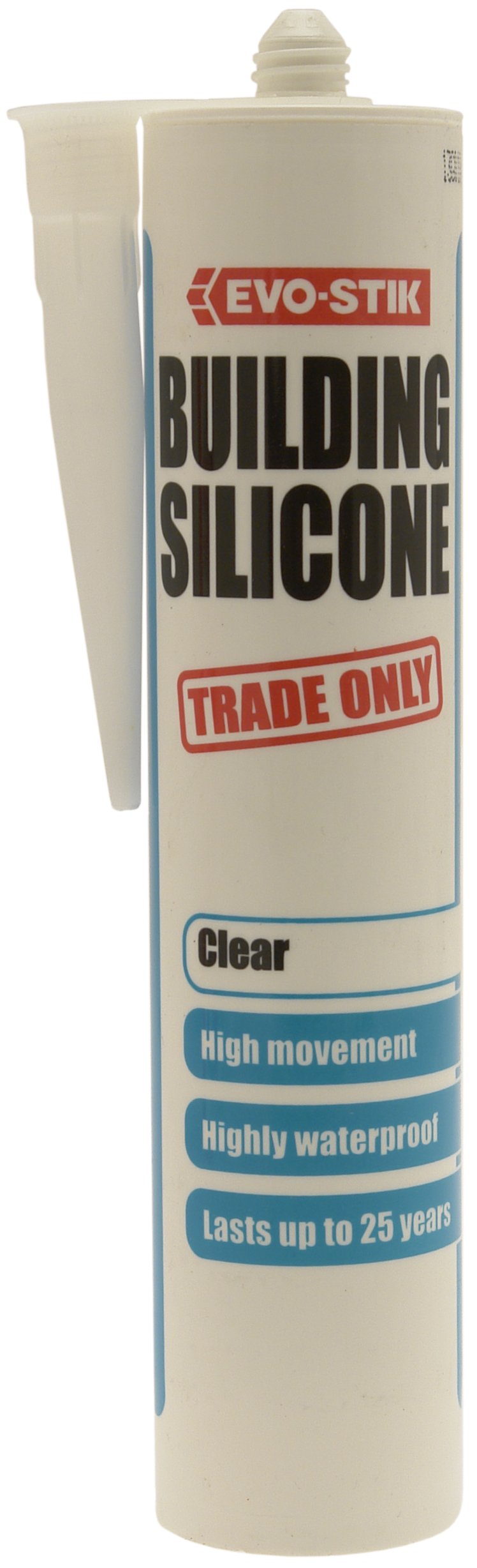 Evo-StikBuilding Silicone Sealant, Waterproof, High Movement Accommodation, Interior & Exterior Use, Lasts up to 25 Years, Colour: Clear, Size: 290ml
