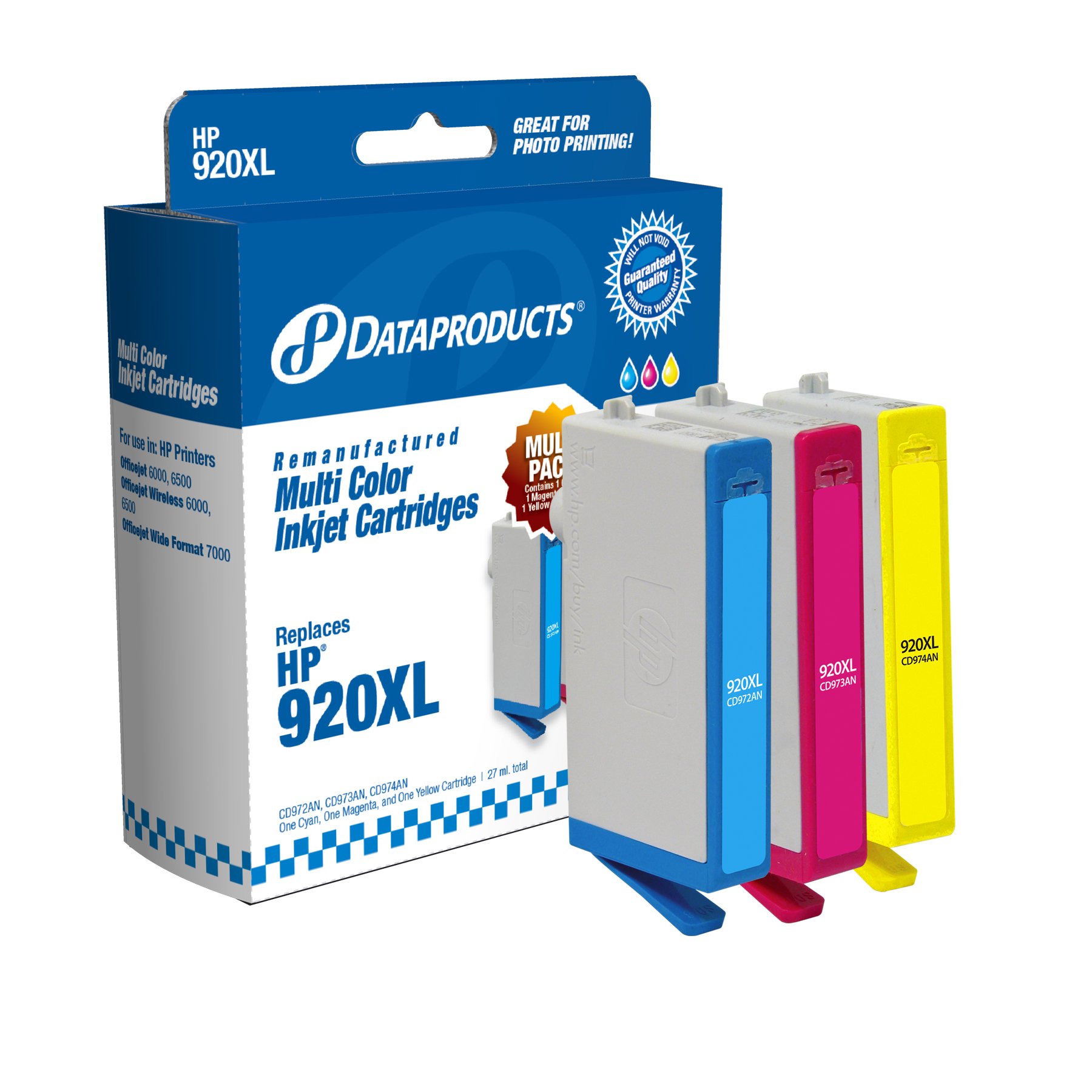 Dataproducts DPC920XLCMY High Yield Remanufactured Ink Cartridge Replacement for HP #920XL (Multi-Pack - Cyan, Magenta, Yellow)
