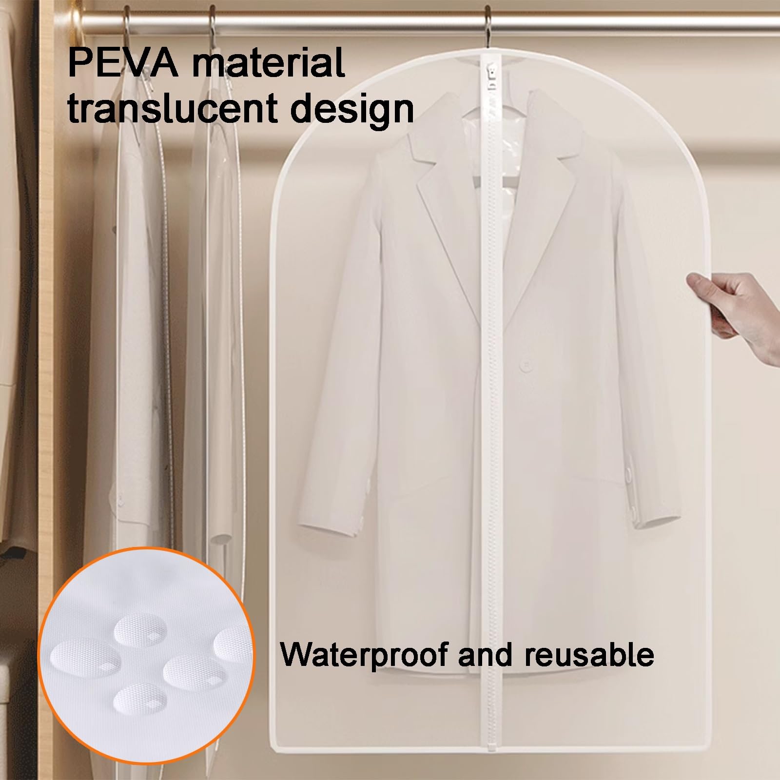 Funda para Colgar Ropa, Transparente, Ideal para Guardar Ropa en Armario y Viajar, Ideal para Camisas y Vestidos (5 Unidades) (100 x 60 cm, 39 x 24 Pulgadas)