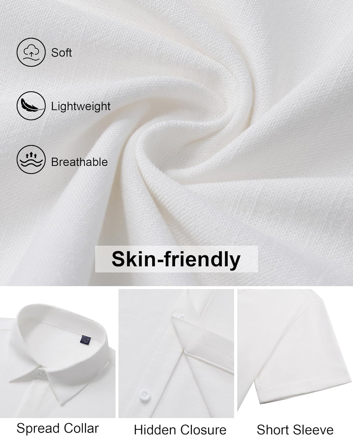 Alimens & Gentle Mens Linen Shirt Short Sleeve Button Down Shirt Casual Summer Beach Vacation Wedding Shirts - Image 6