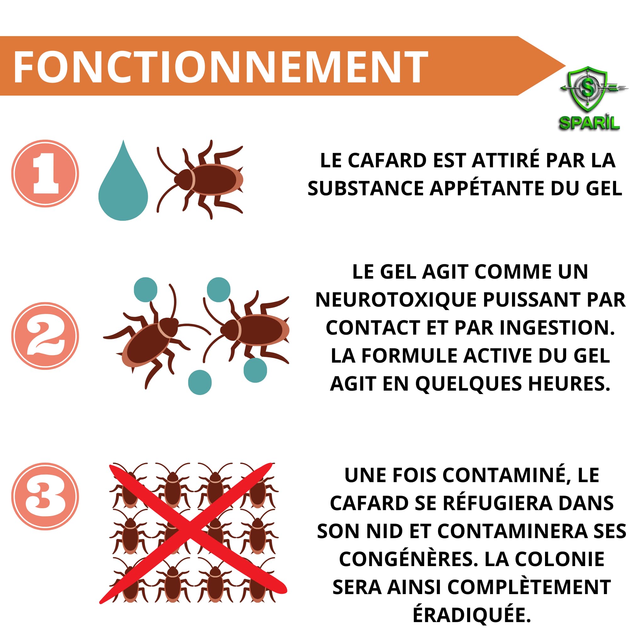 Gel Anti-Cafards Professionnel 30 g Insecticide SPARIL® – Éliminer Cafards et Blattes Protection Longue Durée Jusqu’à 2 Mois