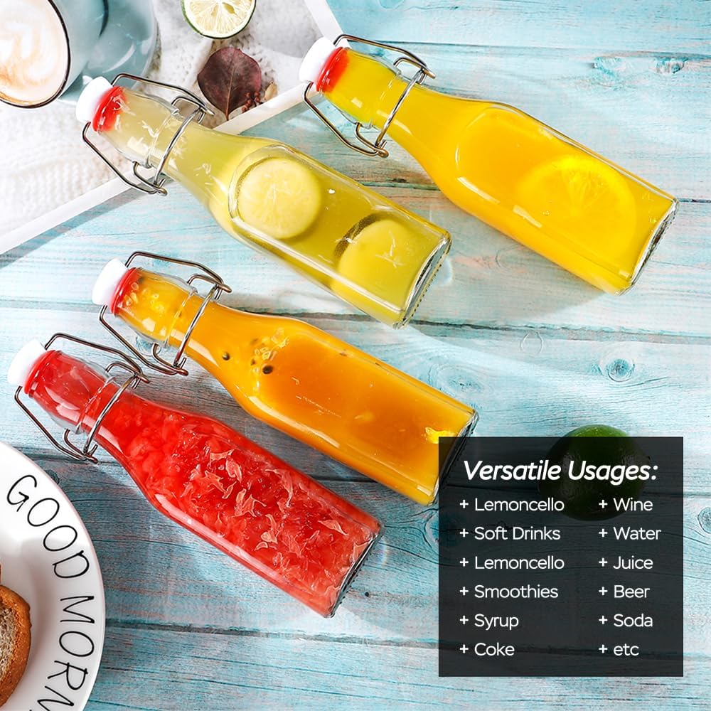 Swing Top Glass Bottles 8 oz with Airtight Lids for Home Brewing, Kombucha, Kefir, Vanilla Extract, Beer, Oil, Vinegar, Homemade Juices, Water,Soda Set of 9 - Image 8