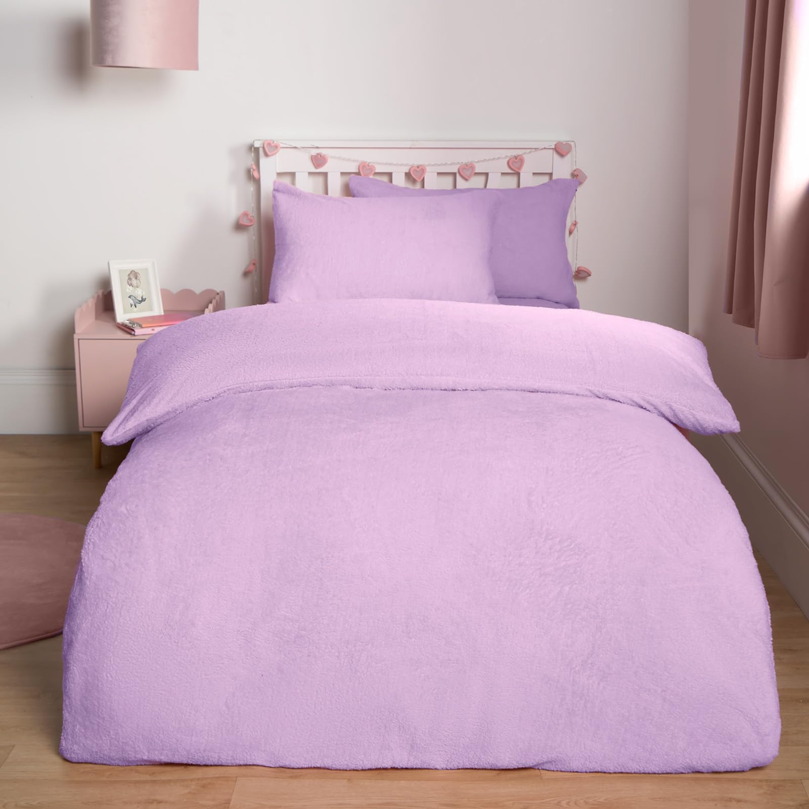 Ohs Teddy Duvet Cover With Pillow Case Bedding SetLilacSingle from B&Q