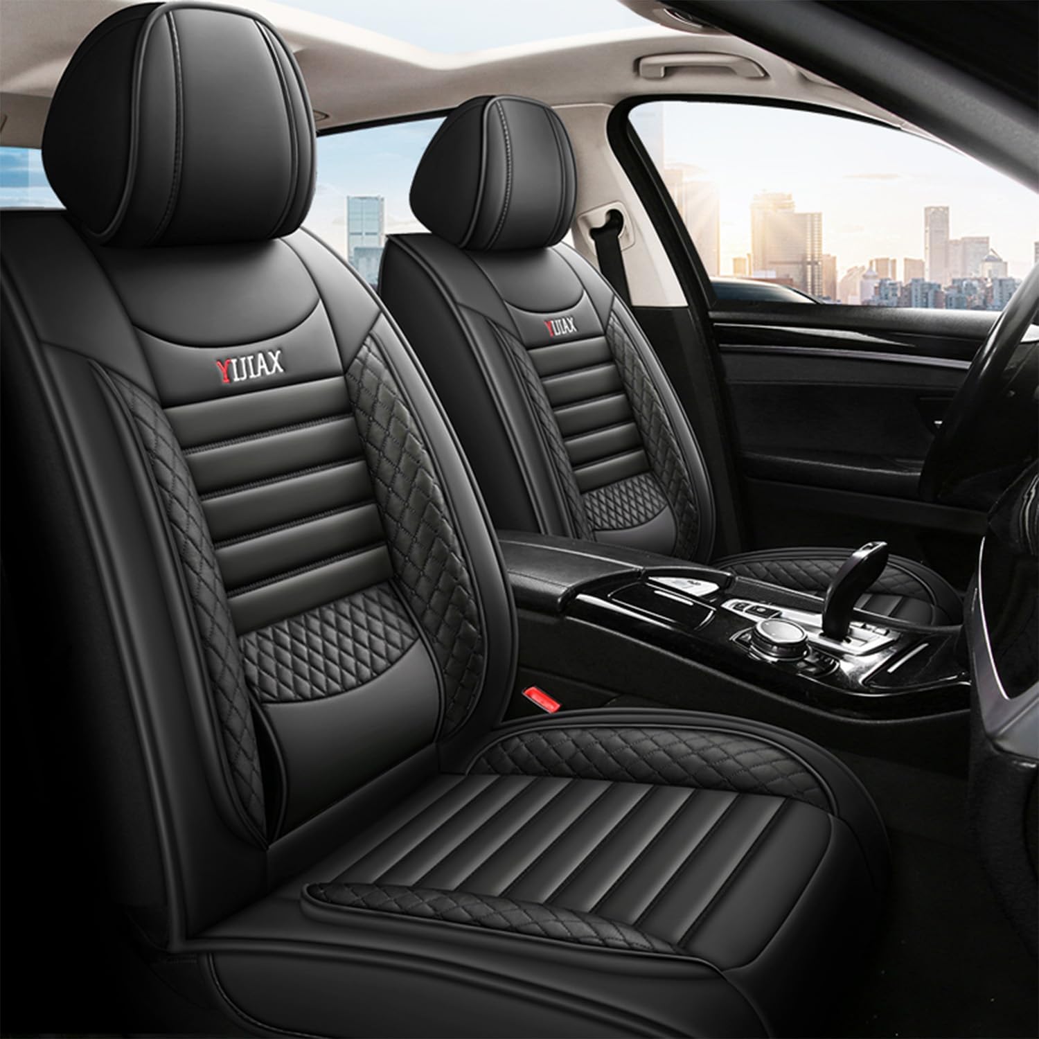 Leather Car Seat Covers for Toyota Corolla Honda Civic Accord Waterproof Carseat Covers, Cover Asientos para, Forros para Asientos De Carro, Black Seat Covers for Cars