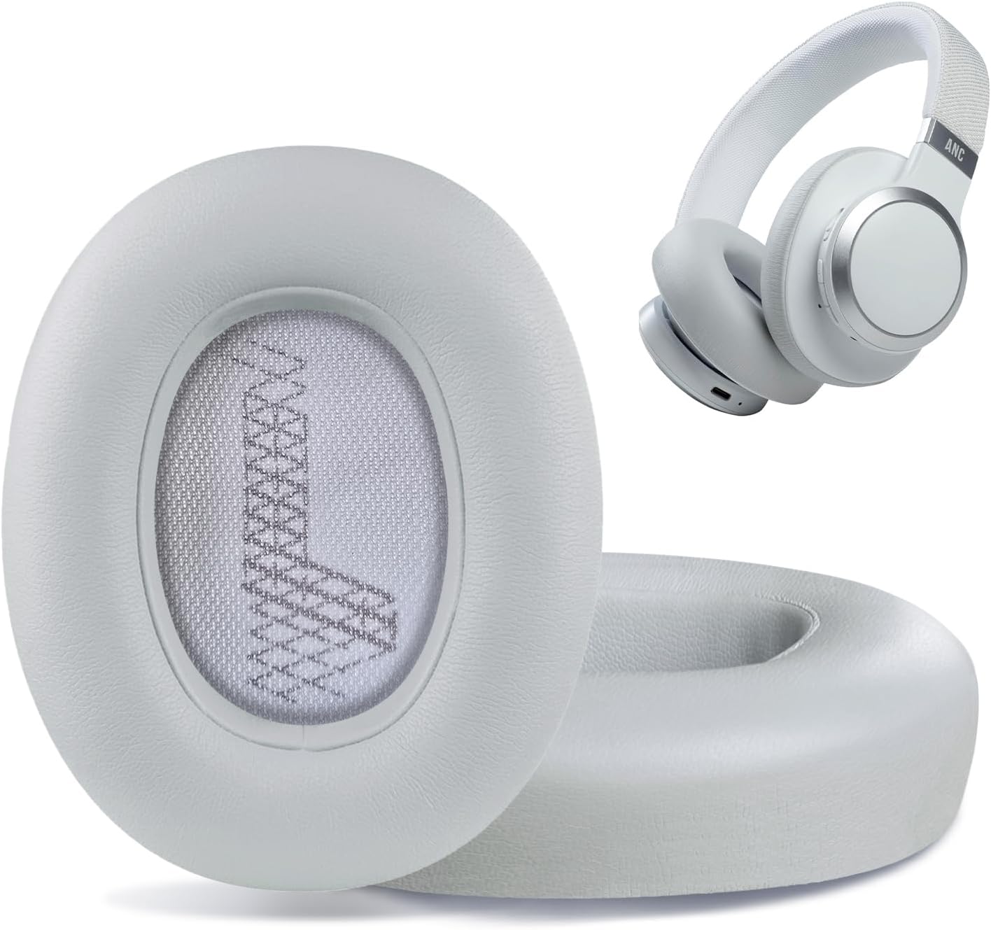 Replacement Ear Pads for JBL E65 (E65BT E65BTNC)/Live 650 (650NC 650BTNC)/Live 660 (660NC 660BTNC)/Duet NC Over-Ear Headphones, Headset Ear Cushions, Headset Earpads, Ear Cups Cover-Grey