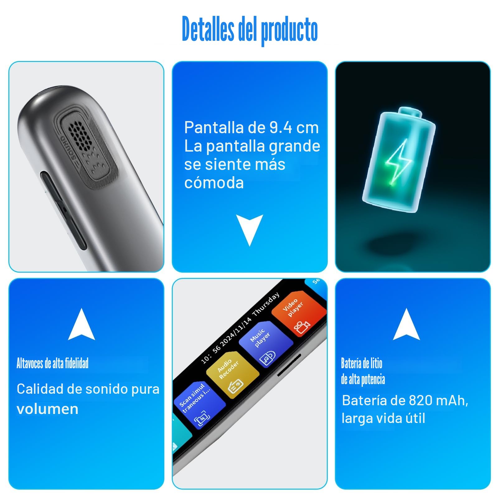 Lápiz lector de escaneo, lector de 142 idiomas, dispositivo traductor, bolígrafo de lectura digital inteligente para dislexia, ancianos, niños, estudiantes, soporta voz y escaneo a texto