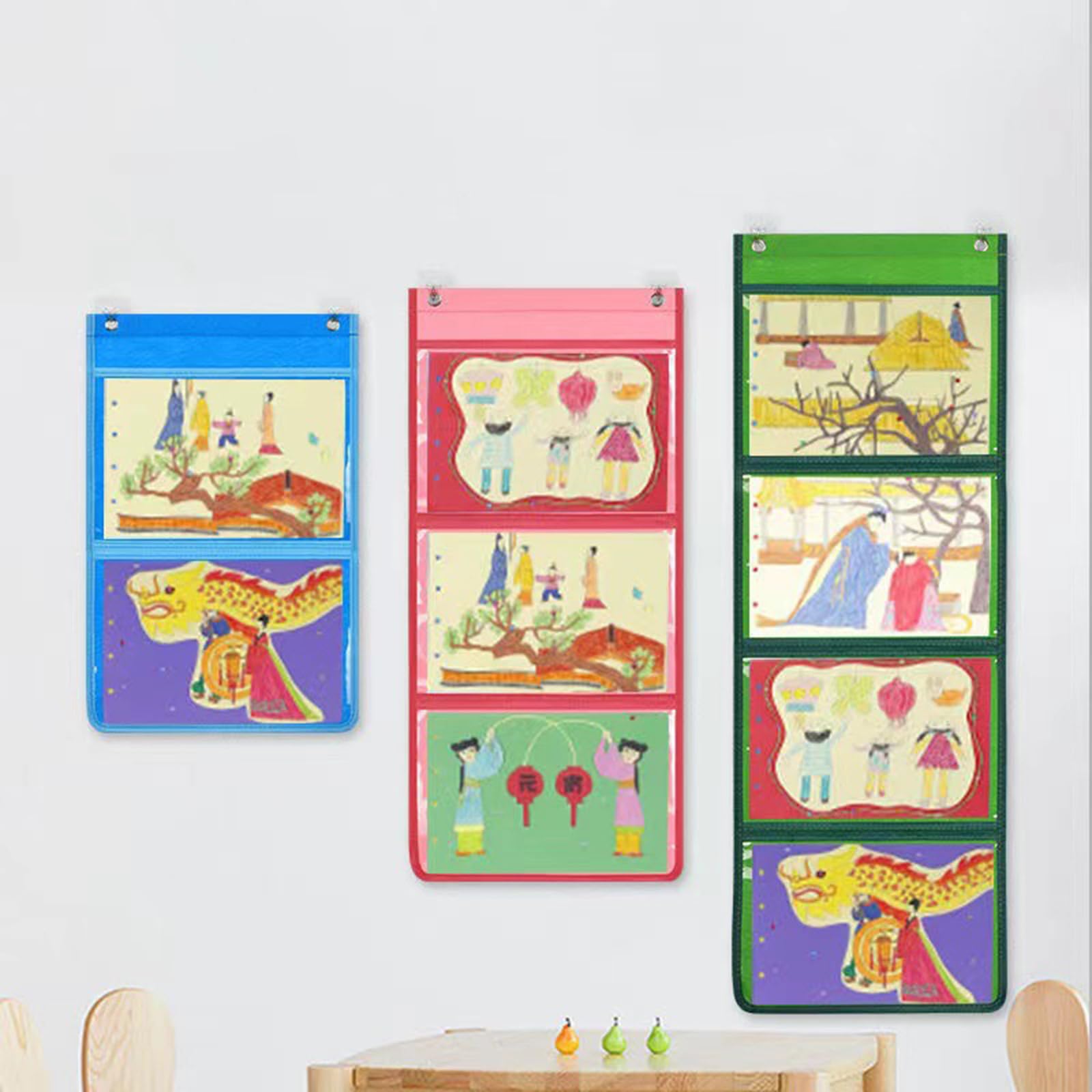 Haning - Organizer tascabile da parete, pratica borsa da appendere per carte di classe, disegno, immagini, dimostrazioni di classe