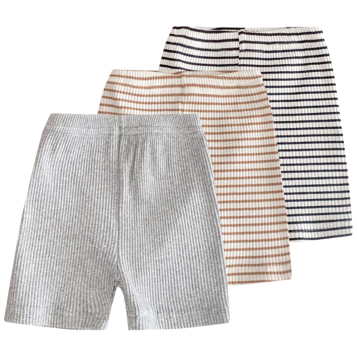 Lot de 3 Shorts en Coton pour Bébé Garçon Fille Short d'été Décontracté Pantalon Court à Taille Élastique Unisexe pour Nouveau-Né Tout-Petits 0 Mois-2 Ans Short de Loisirs
