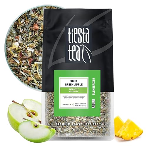 Vista 77 de Tiesta Tea - Máquina verde magra, hoja suelta, té verde cítrico claro, mezcla de hojas sueltas de primera calidad, cafeína media, prepara hasta 50