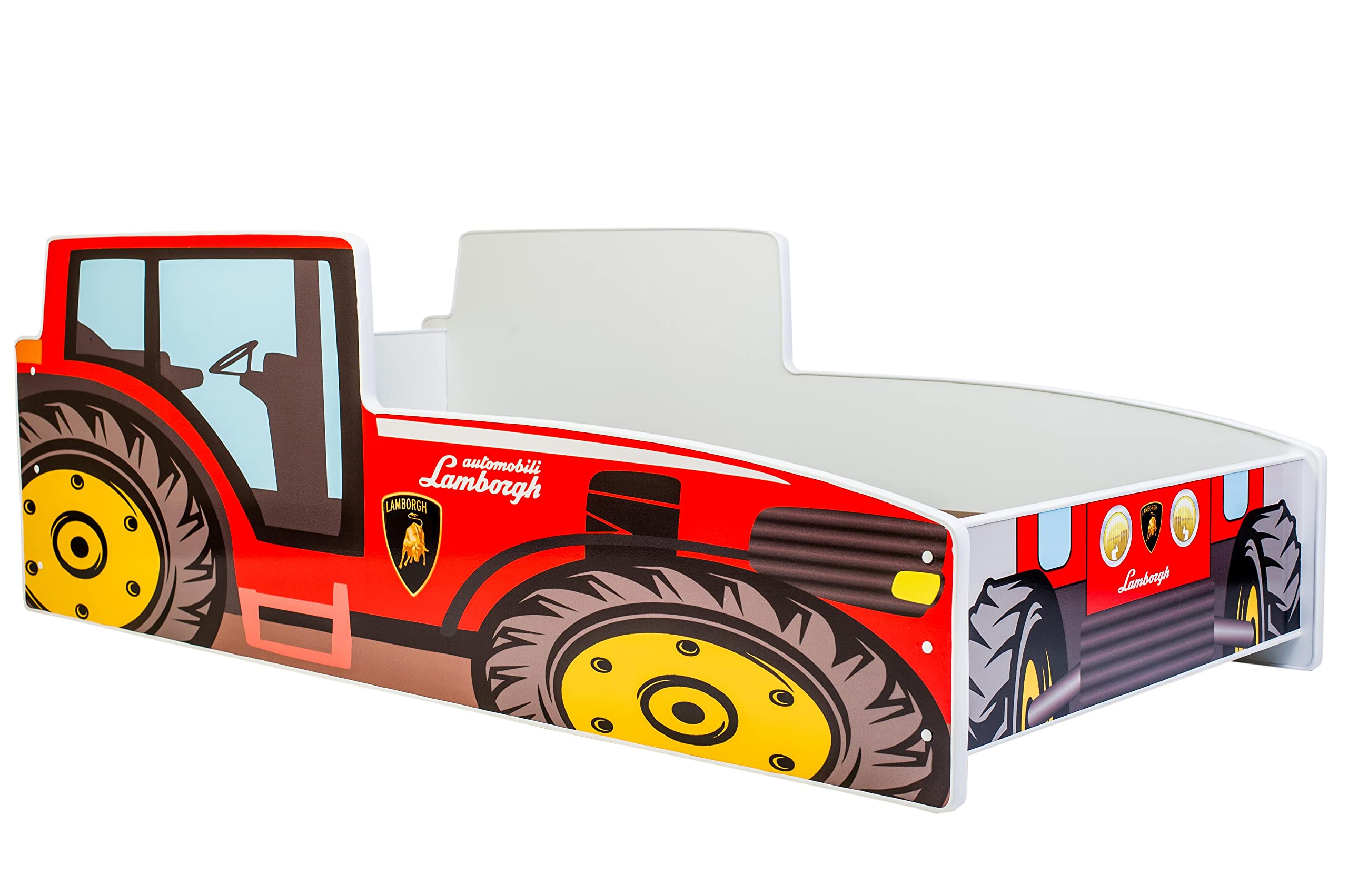 KOBI Kinderbett mit Rausfallschutz Bauernhof | Roter Traktor | 140 x 70 cm | Jugendbett mit Matratze | Kinderbetten Jungen Mädchen | Einzelbett Kinder Bett Autobett
