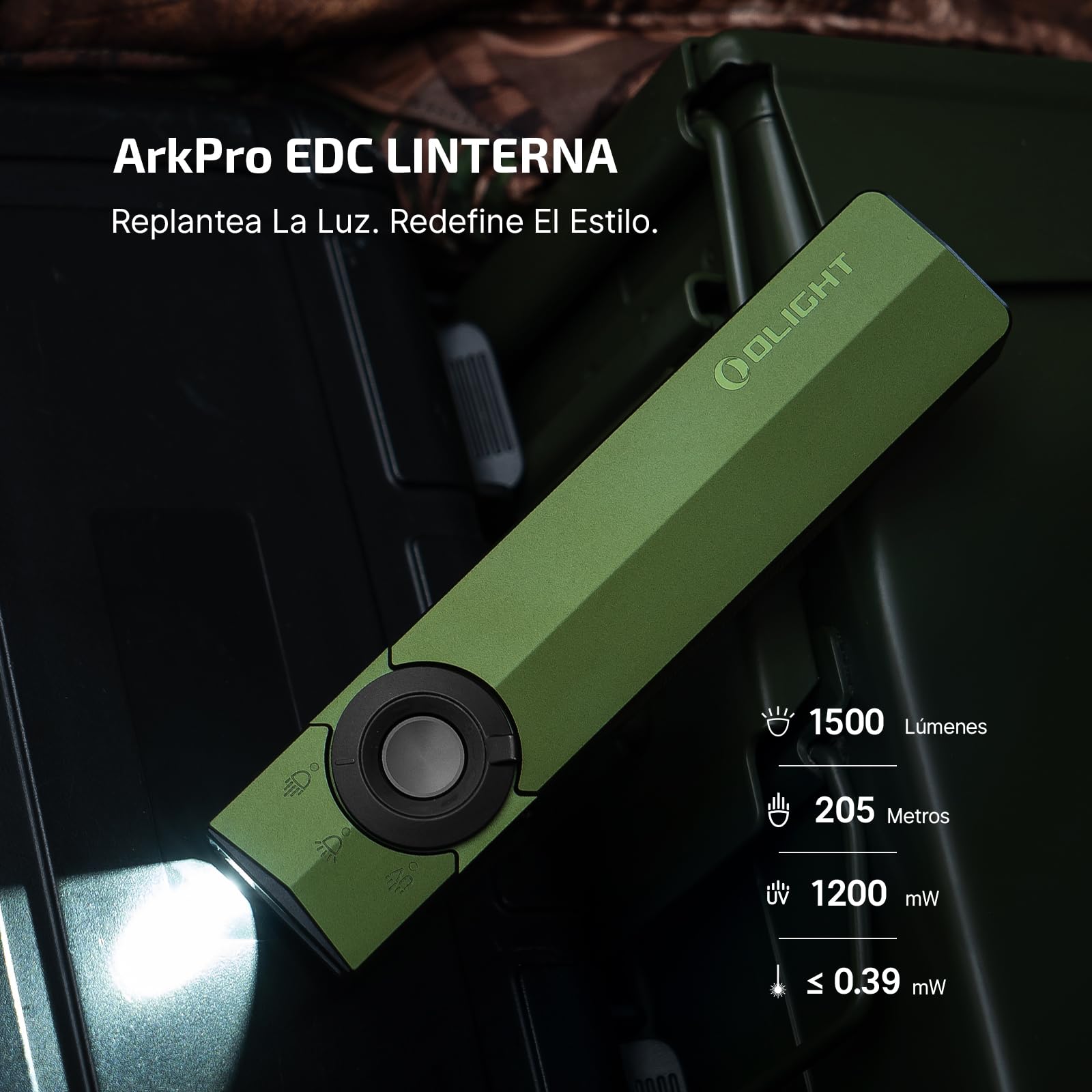 OLIGHT ArkPro Linterna LED recargable USB, ligera y portátil,1500 lumens | alcance de 205, detección de billetes falsos mediante rayos UV, sujeción magnética, ideal para acampadas y excursiones
