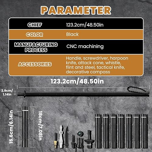 Miniatura 5 de Saker - Bastón de senderismo táctico Plus 2026 Bastón de senderismo  Bastón de senderismo de aluminio ligero con supervivencia para campamento,