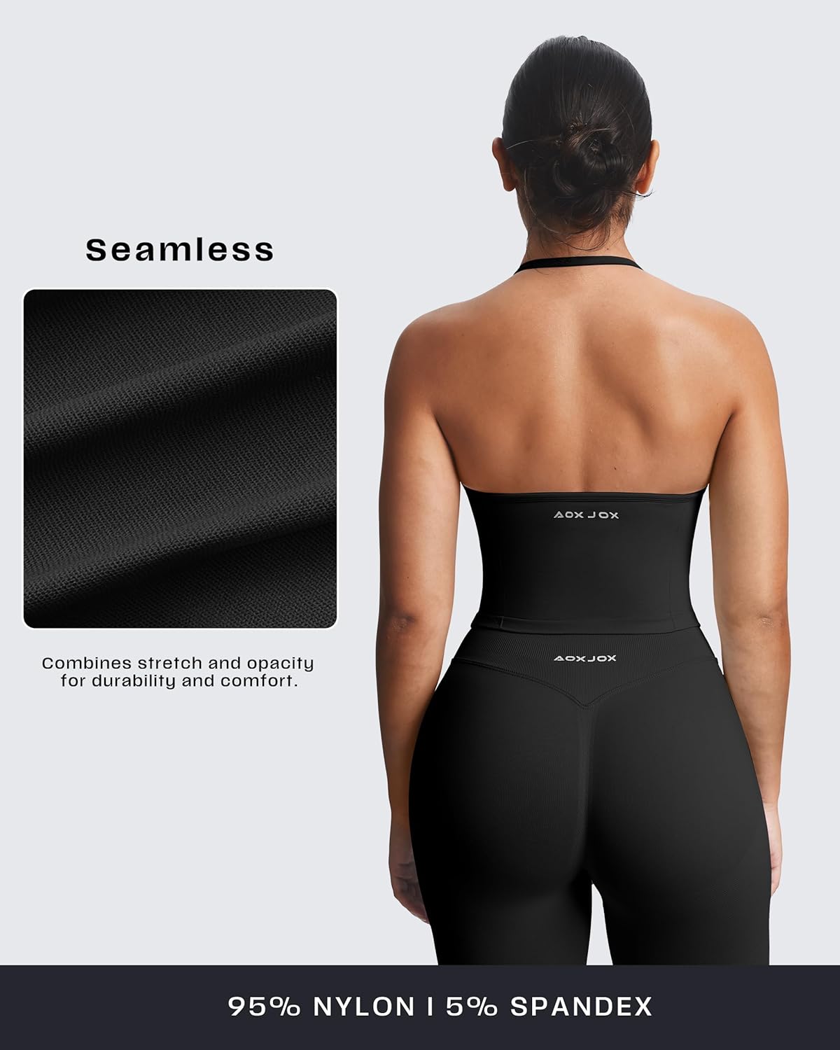 Aoxjox Workout Seamless Sleeveless for Women Adjustable Halter Impact Longline Strappy Top Yoga Crop Tanks - Image 3