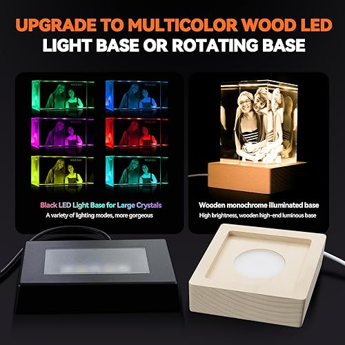 Miniatura 6 de Q&K Regalo de fotos de cristal 3D, foto 3D personalizada grabada en luces nocturnas de cristal, lámpara grabada personalizada para mascotas,