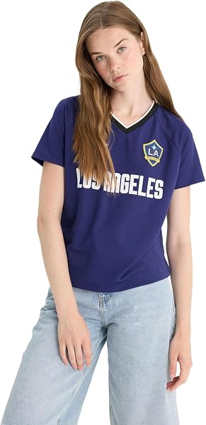 DeFacto MLS Regular Fit V Yaka Baskılı Forma Kumaşı Kısa Kollu Tişört