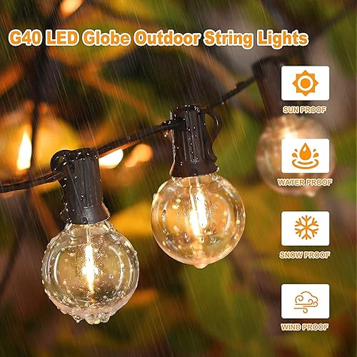 Miniatura 2 de Tira de luces LED G40 de 200 pies (100 x 2) para exteriores, regulables, impermeables, inastillables, con 103 bombillas conectables, luces colgantes