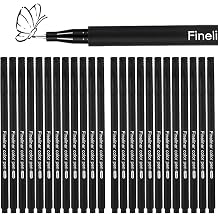 Fineliner Set Black 24 Pieces Drawing Pens with 0.4 mm Tip Waterproof Ink Pens Quick-Drying Fineliner for Drawing Sketching Manga & Calligraphy