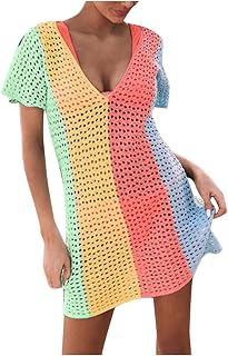 Amikadom Roupa de banho de praia feminina com decote em V, vestidos havaianos, biquíni, saída de praia, saída de praia feminina, 2023 XG