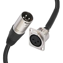 XLR Patch Cable Female to Male XLR Panel Mount Patchbay Cable for Floor Box, Stage Box 2ft 1pc