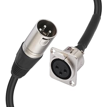 XLR Patch Cable Female to Male XLR Panel Mount Patchbay Cable for Floor Box, Stage Box 2ft 1pc
