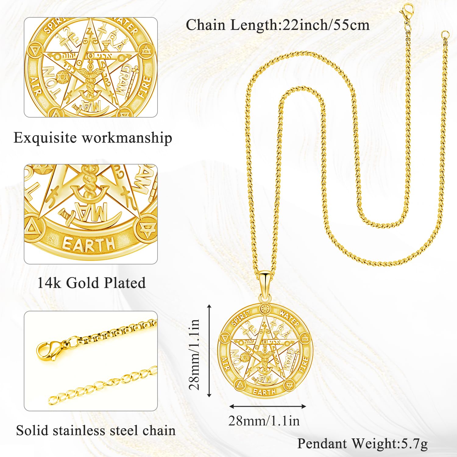 Pentagramm Halskette 925 Sterling Silber Dreifach Mondgöttin Anhänger Keltischer Knoten Anhänger Amulett Schmuck Geschenke für Mütter, Damen uen und Mädchen