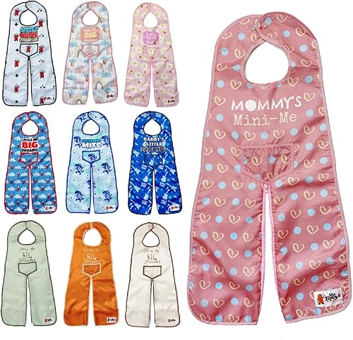 Moore of Rachel's Mr. Zippy - Babero impermeable de cuerpo completo súper suave en bonitos diseños para bebés de 6 a 36 meses (rosa MMMe)