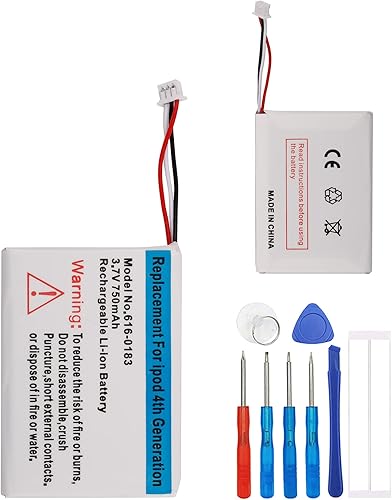 Batería de repuesto 616-0206 compatible con iPod Classic 4 generación Photo 30GB 40GB 60GB A1099 con herramientas