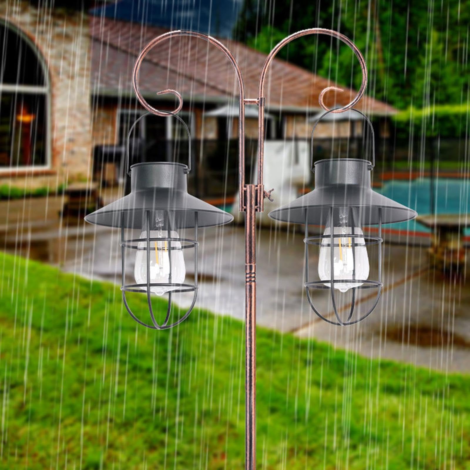 Ganci da Pastore per Giardino Esterno, Supporto Doppio Gancio per Mangiatoie Uccelli, Lanterne, Piante Sospese, Altezza 66.93 pollici