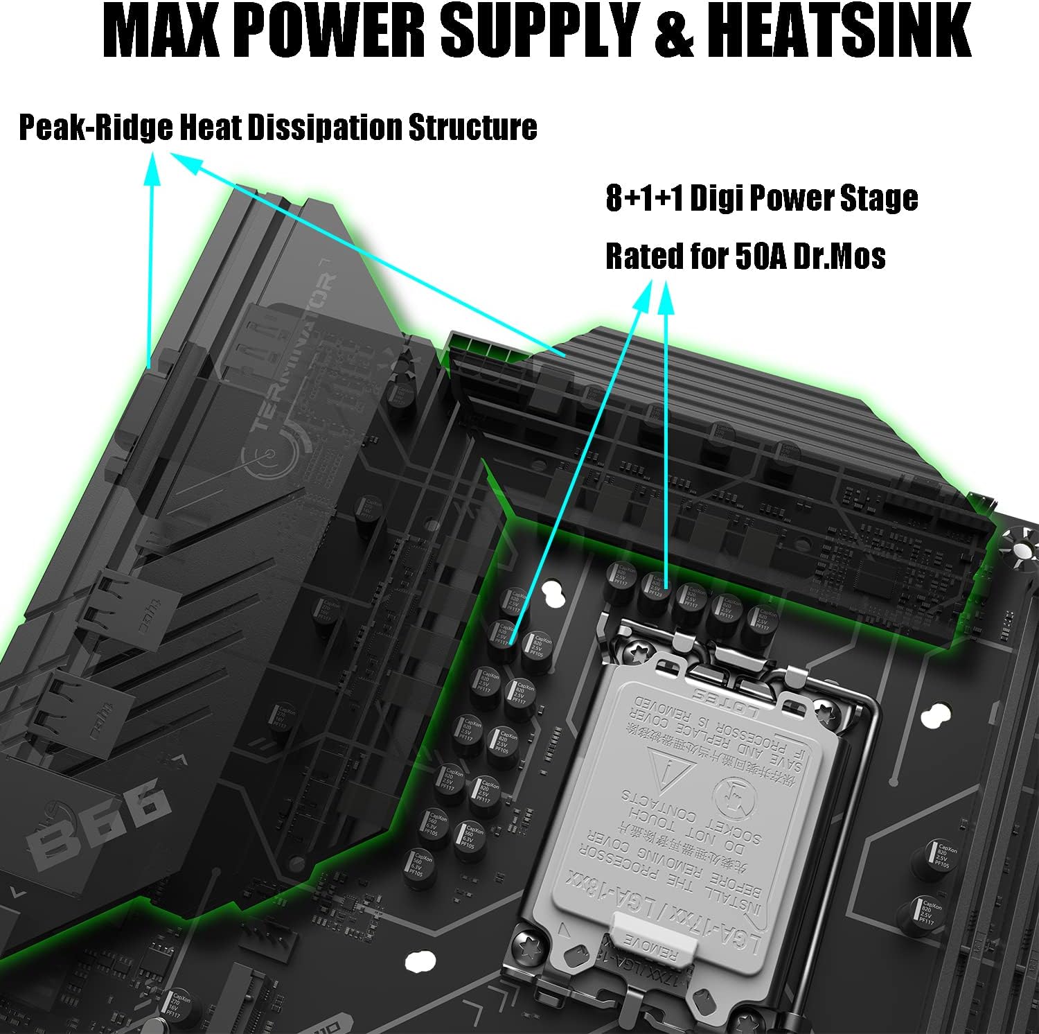 Motherboard Power Supply and Heatsink Area