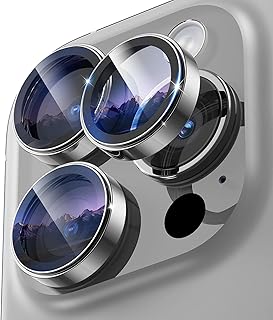 واقي عدسة الكاميرا لموبايل آيفون 16 برو/آيفون 16 برو ماكس من دلع موبايلك، حافظ على التصوير الأصلي، واقي عدسة معدني من الزجاج المقوى، مناسب للجراب (رمادي)