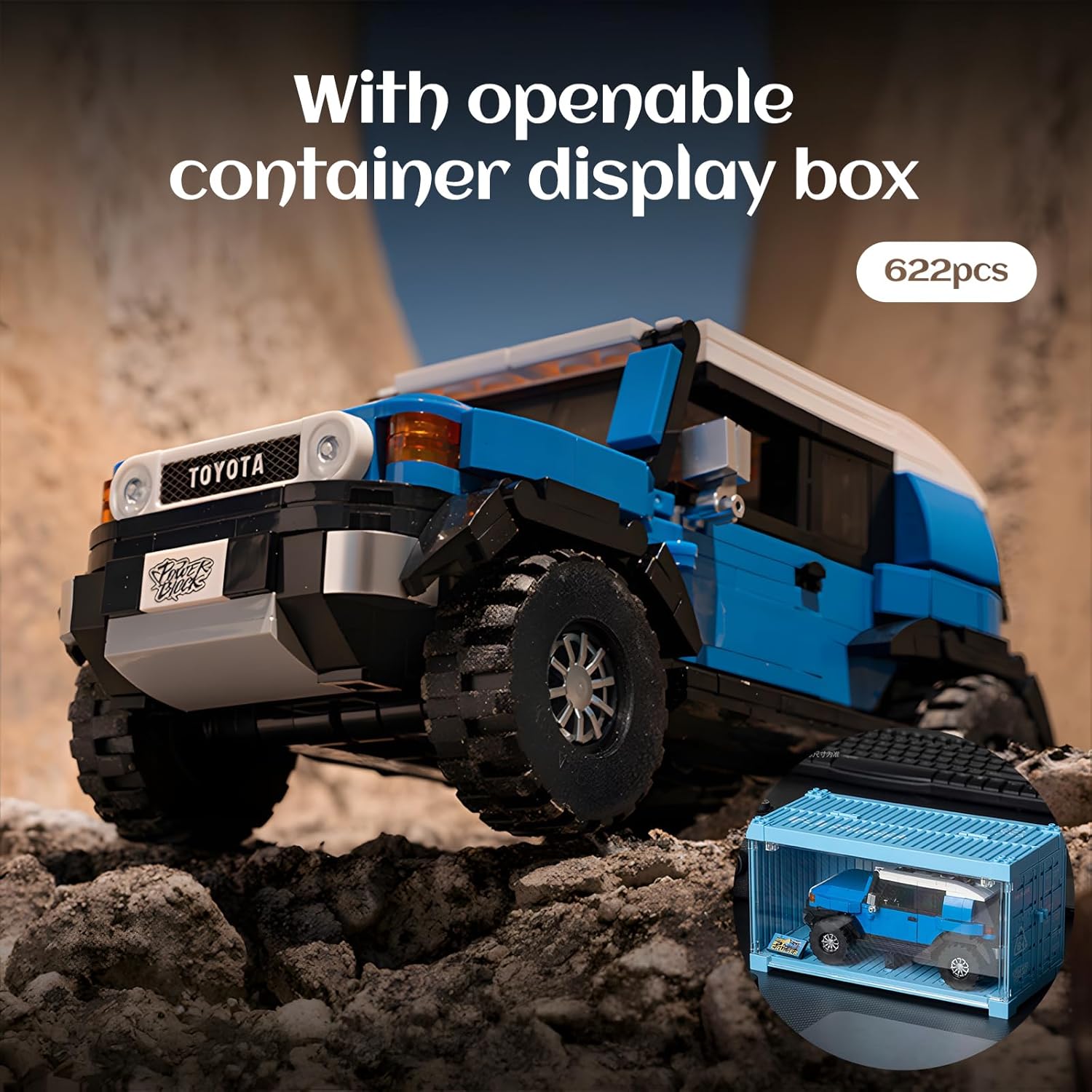 Toyota FJ40 Land Cruiser Car Building Kit with Display Container, Officially Licensed by Toyota, Compatible with Speed Champions Building Cars,Toys for Adults and Kids Aged 8-16 (622PCS)