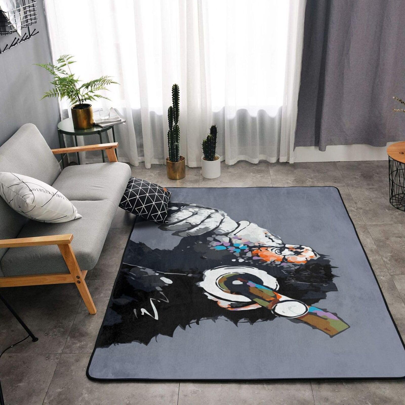Amazon | ゴリラ アート 動物柄 ラグマット おしゃれ ラグ カーペット