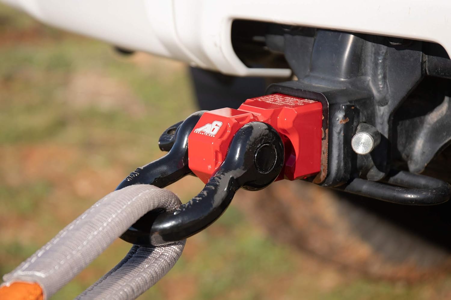 Agency 6 Recovery Shackle Block 2" (Double Hole) - Powder Coated RED - Hitch Receiver Fits 2 inch Hitch - Proudly Made in The USA with US Certified Materials