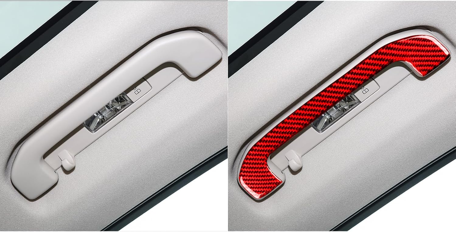 Real Carbon Fiber Compatible with Mercedes-Benz GLE W167 2019-2024 2020 2021 2022 2023 350 450 580 Accessories Car Sunroof Handle Cover Interior Trim Decal Red 4PCs