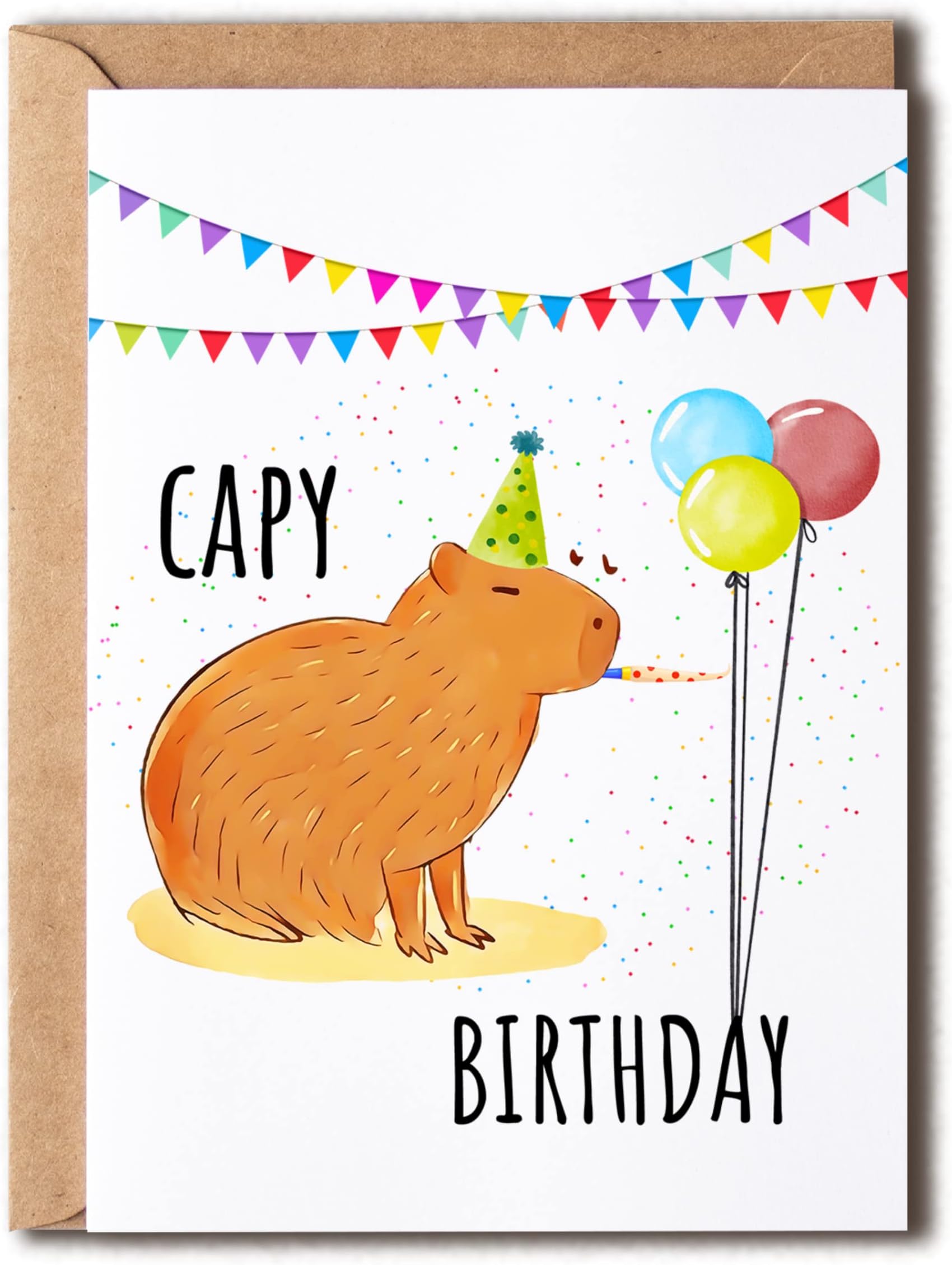 Greeting Card - Funny Capy Birthday Card - Capybara Themed Card for Friends
