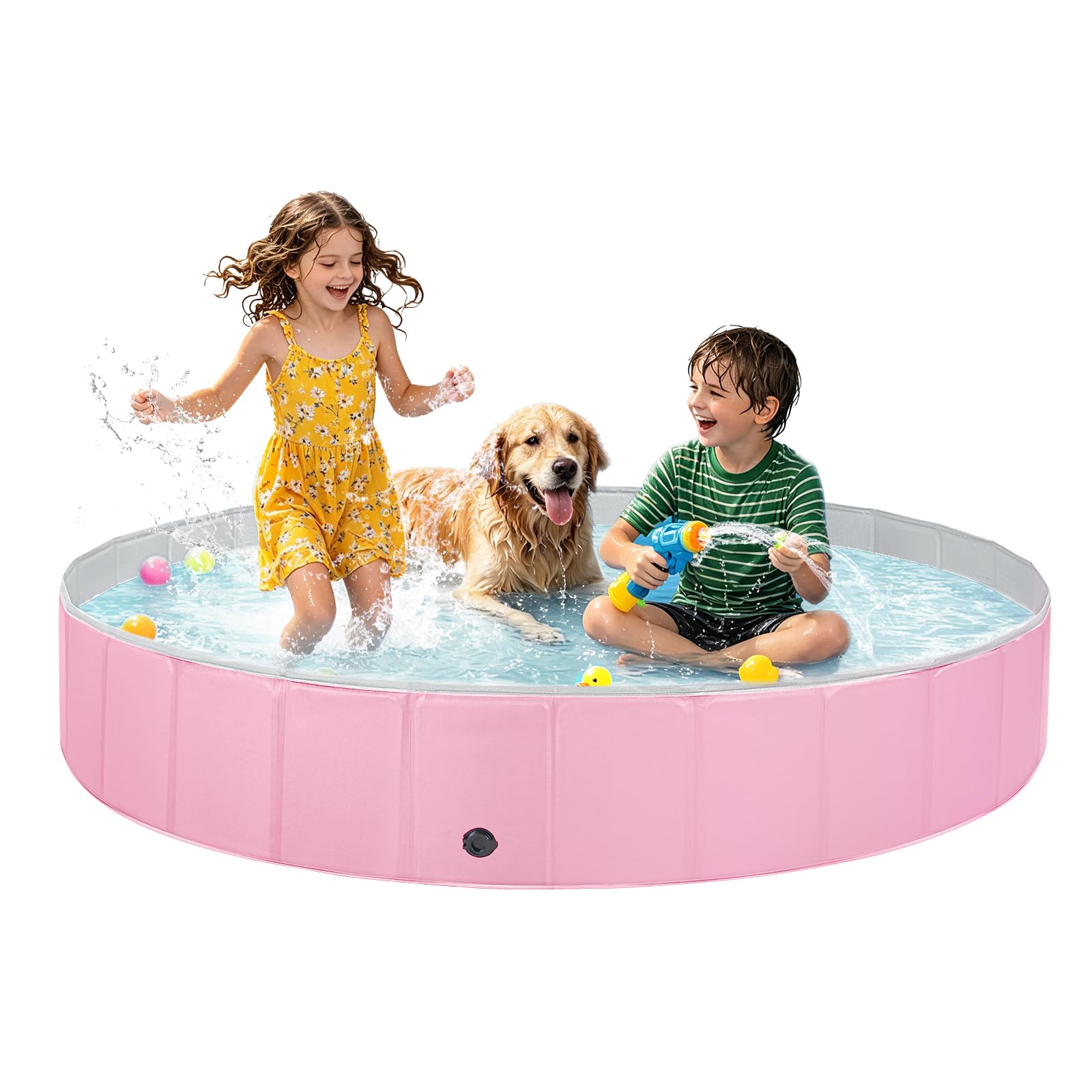 Jecoo Dog Pool for Large Dogs Kiddie Pool Hard Plastic Foldable Dog Bathing Tub Portable Outside Kids Swimming for Pets and Dogs Outdoor Backyard