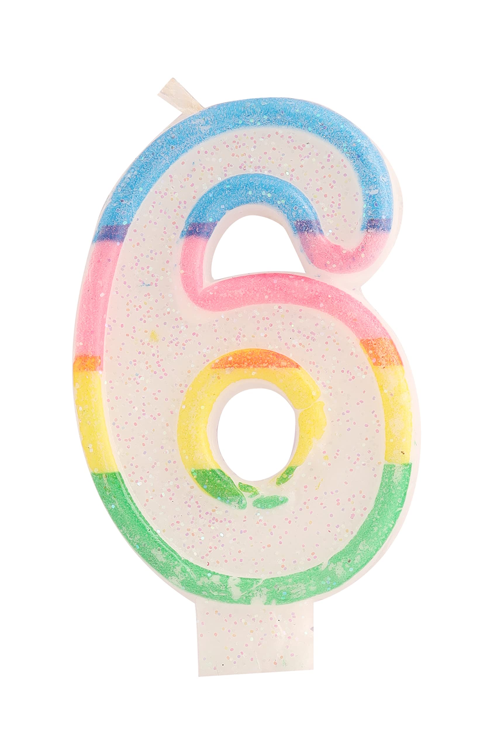 SE7EN® Number Six Multicolor Birthday Candle | 6 Number Birthday Candle | Happy Birthday Candles | Anniversary Cake Topper Candle | Birthday Party Cake Decoration