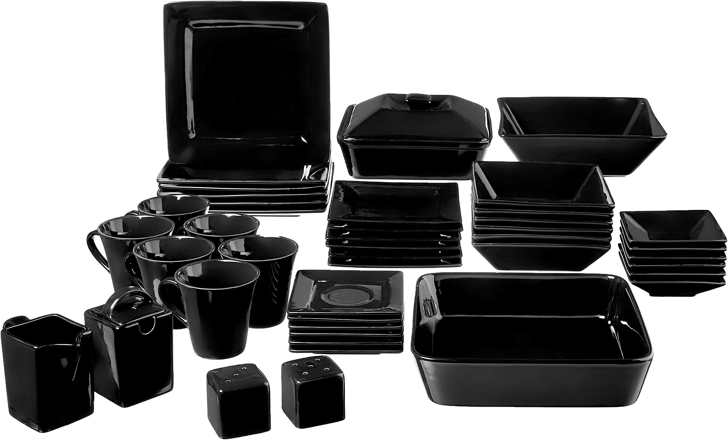 10 Strawberry Street Nova Square 45 pc Dinnerware Set, Black
