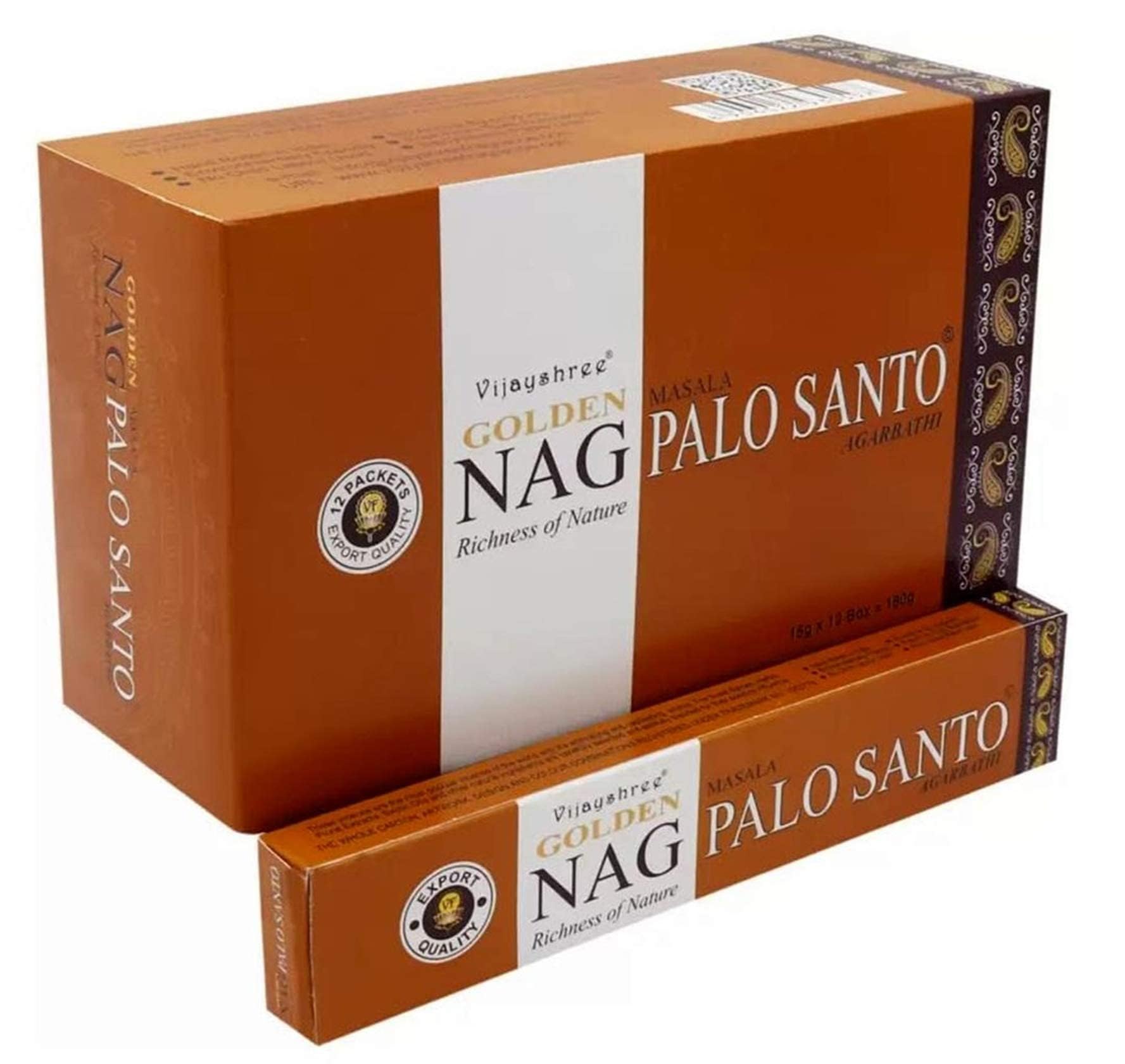 Aromasenses Vijayshree Räucherstäbchen Golden Nag Patchouli – 12x15g Box, Für Meditation, Yoga & Entspannung