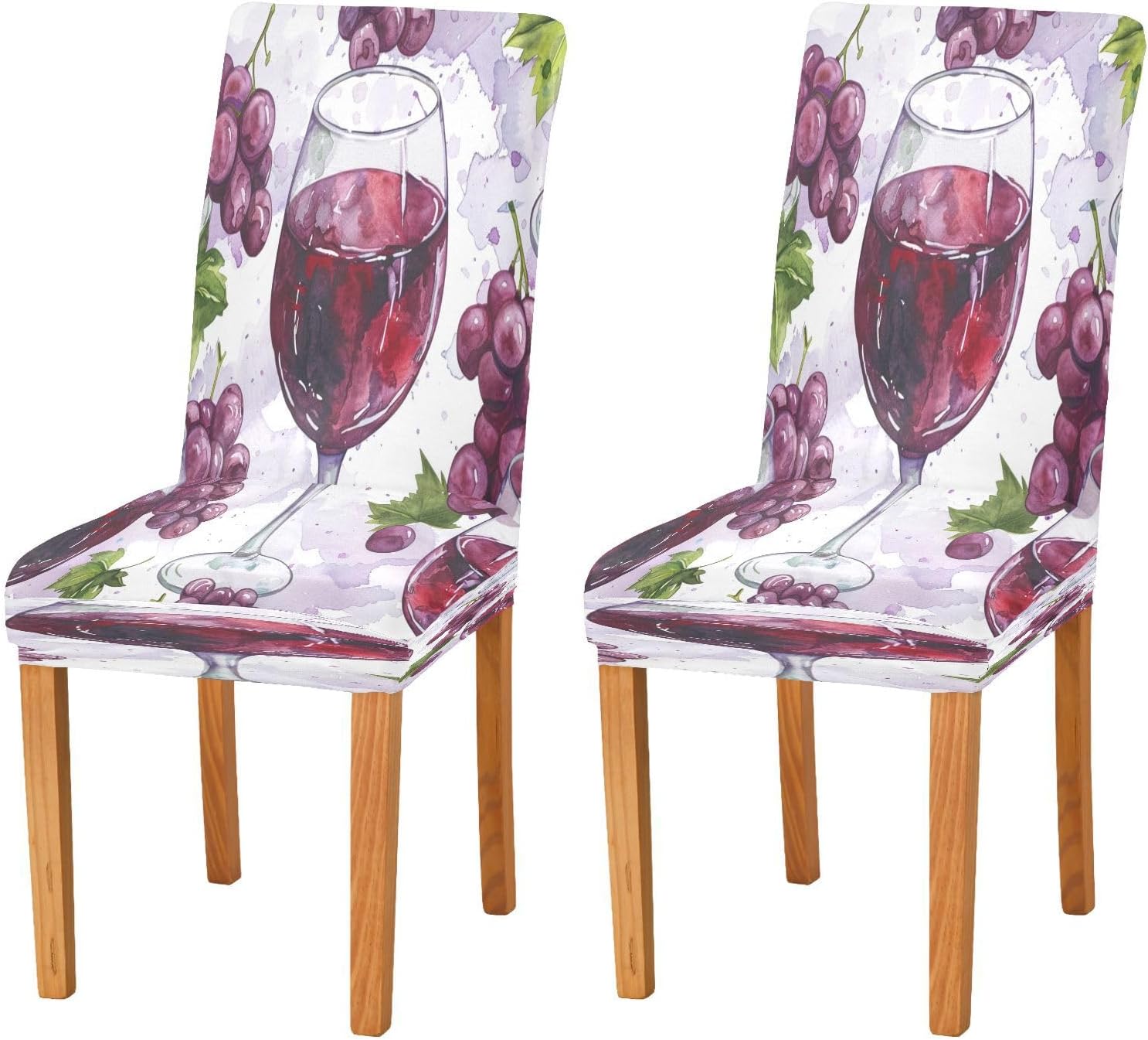 ALAZA Chair Covers for Dining Room, Red Wine Vineyard Stretch Chair Cover Sets Chair Protector for Formal Dining Celebration