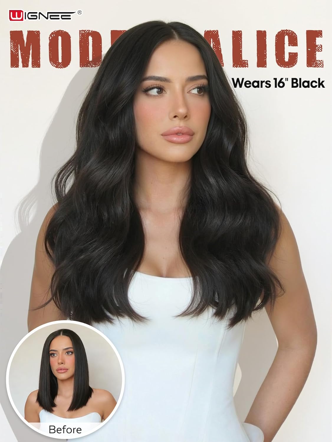 WIGNEE Invisi Edge Black Clip In Hair Extensions Real Human Hair 18inch 130g 8Pcs Machine-Inserted PU Base Human Hair Extension Clip Ins Glueless Remy Hair Extensions for Women