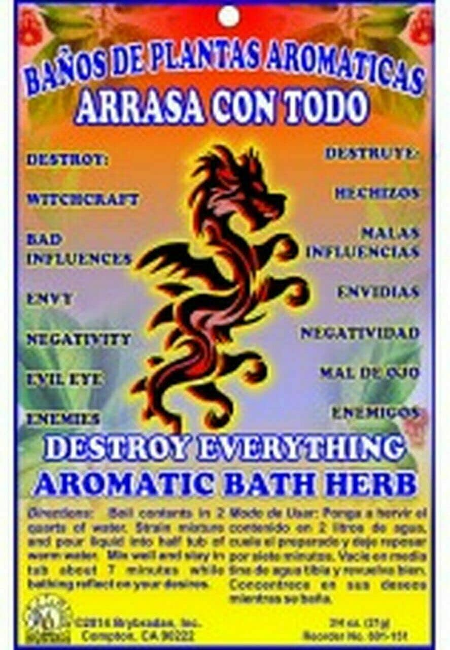 12 PCS Aromatic Soothing Herbal Bath Destroy Everything ARRASA CON TODO BANO DE PLANTAS AROMATICAS - Made in USA - 1 OZ
