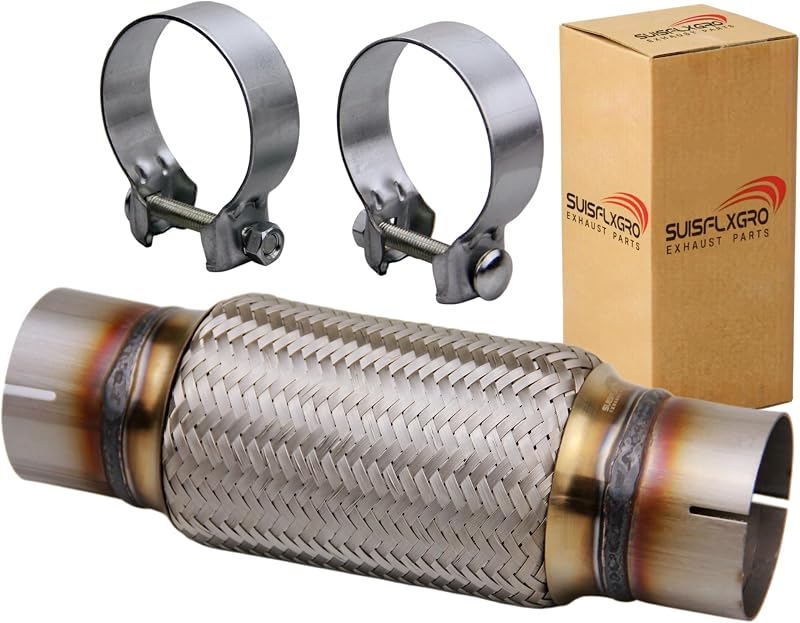 Tubo flexível do escapamento SUISFLXGRO em aço inoxidável SS201 – 3,0 x 20,32 x 30,48 cm, 1 unidade