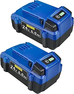 Replacement for Kobalt 24V Battery: 6.0Ah Lithium ion Compatible with 24-Volt Max Battery KB624-03 KB524-03 KB424-03 KB224-03 KB124-03 Suitable for All Kobalt 24 V Cordless Power Tool 2 Packs